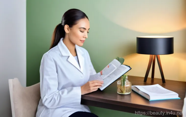 피부 미용사의 하루 일과 - **The Art of Touch: Personalized Skincare Treatment**
    A close-up, warm-toned shot focusing on th...