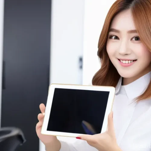 Home 26 미용사 스케줄 관리 방법 - A female K-pop hair stylist, in her late 20s, with trendy yet professional attire, is standing comfo...